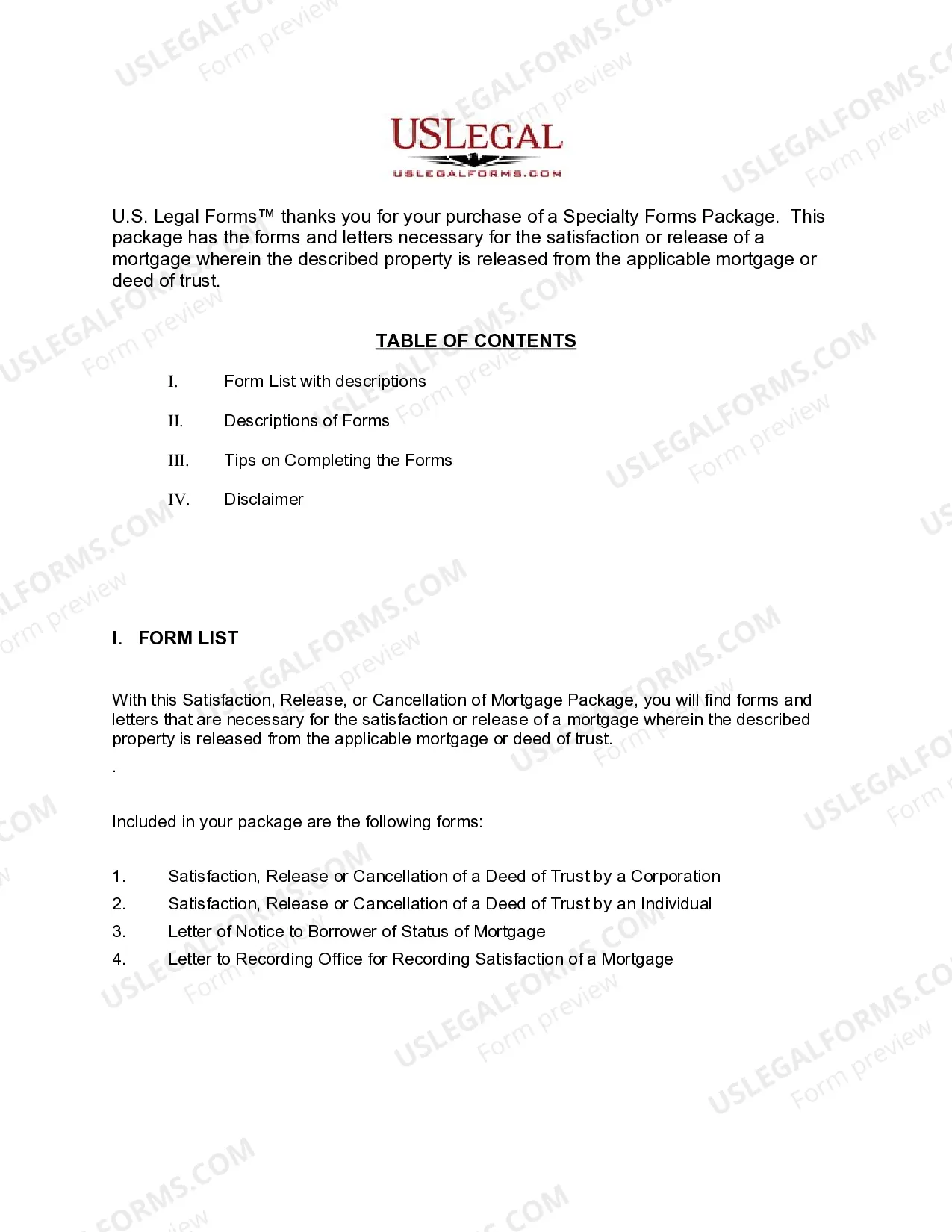 Preview Connecticut Satisfaction, Cancellation or Release of Mortgage Package