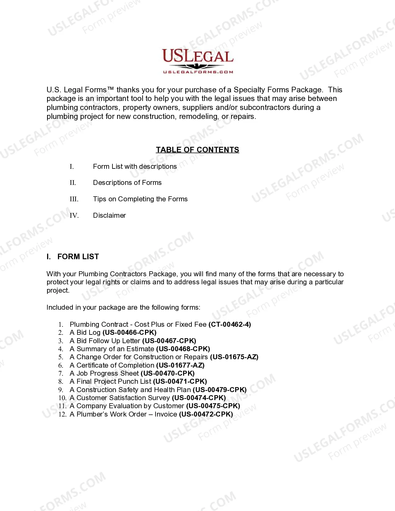 Preview Connecticut Plumbing Contractor Package