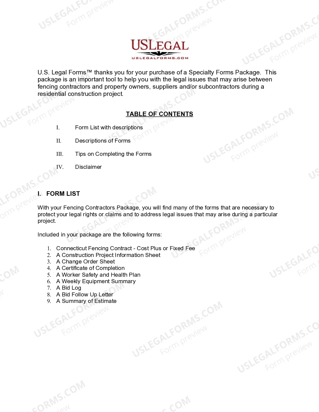 Preview Connecticut Fencing Contractor Package