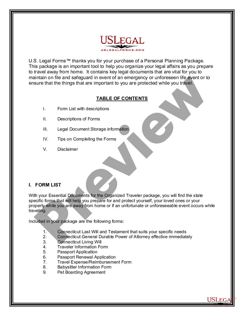 page 1 Essential Documents for the Organized Traveler Package preview