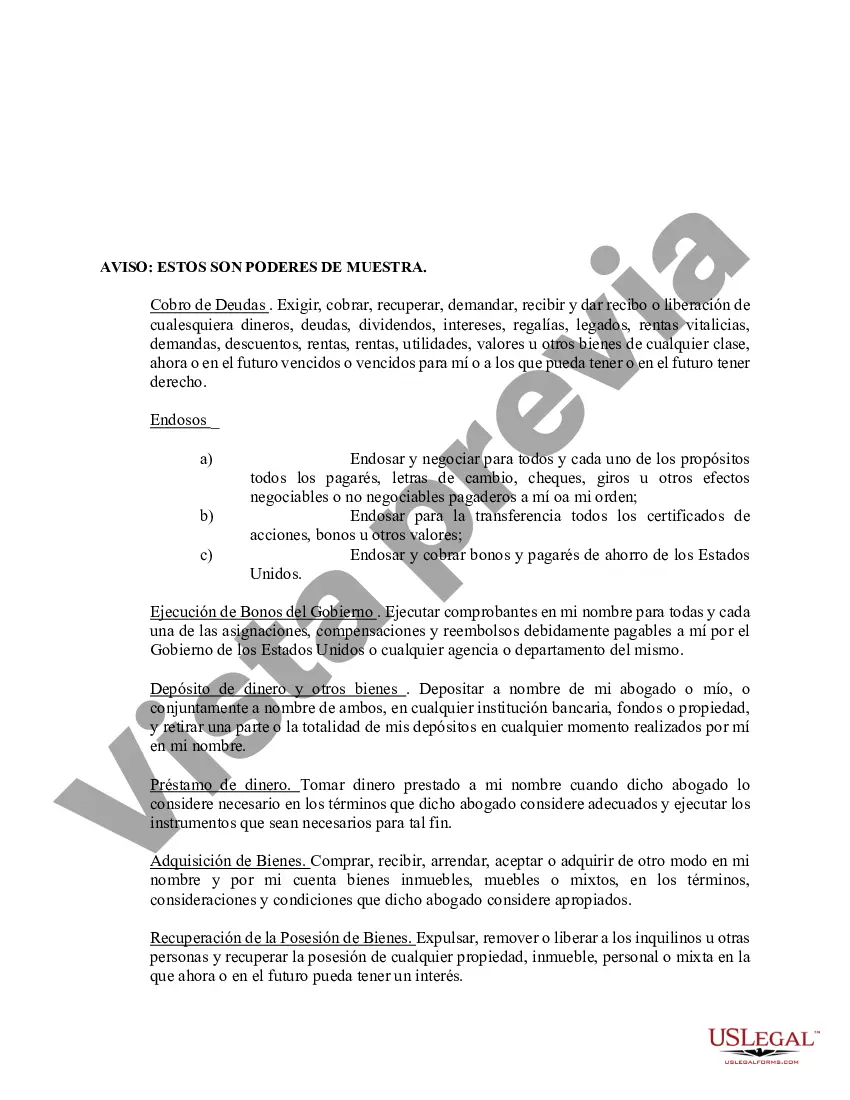 Preview Poder notarial limitado en el que se especifican poderes con ejemplos de poderes incluidos
