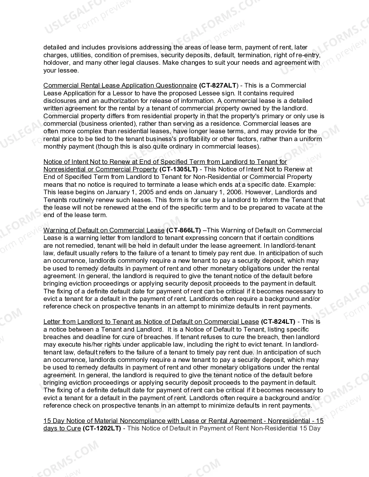 Preview Connecticut Commercial Lease Package