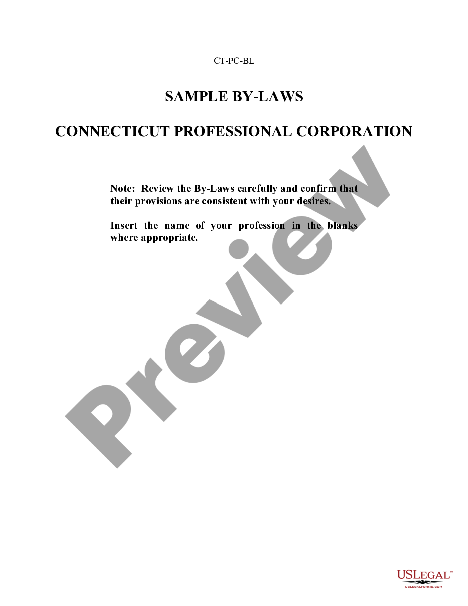 page 0 Sample Bylaws for a Connecticut Professional Corporation preview