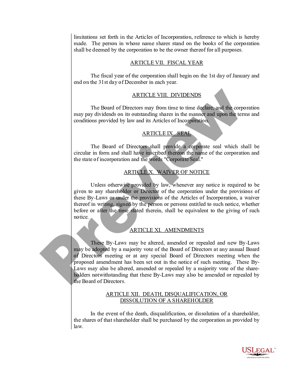 page 9 Sample Bylaws for a Connecticut Professional Corporation preview