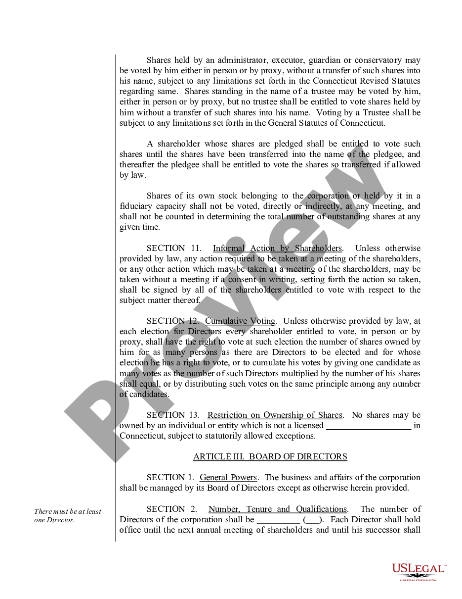 page 4 Sample Bylaws for a Connecticut Professional Corporation preview