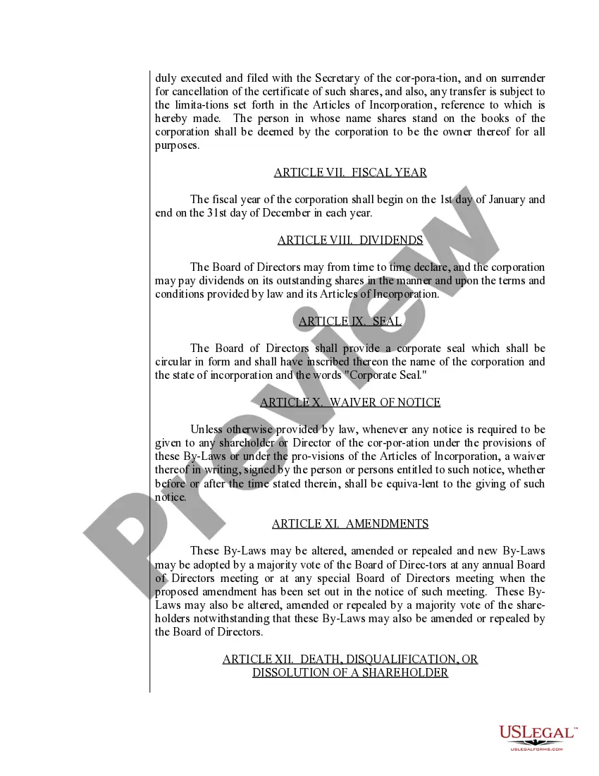 Preview Sample Bylaws for a Connecticut Professional Corporation