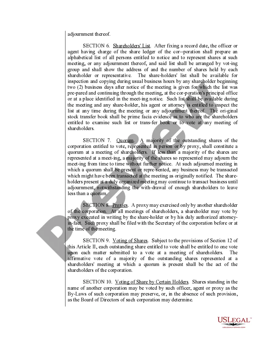 Preview Sample Bylaws for a Connecticut Professional Corporation