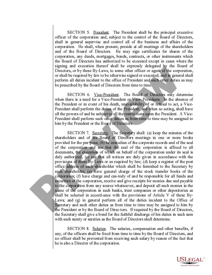 Preview Sample Bylaws for a Connecticut Professional Corporation