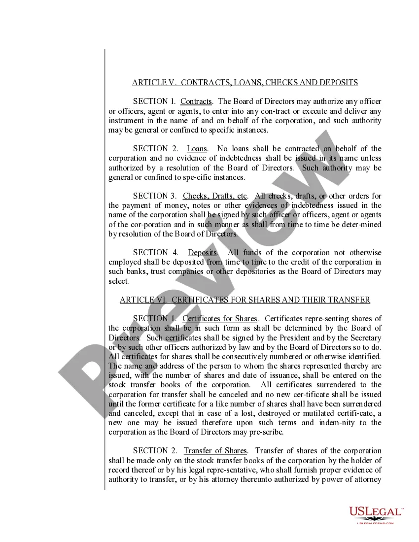 Preview Sample Bylaws for a Connecticut Professional Corporation