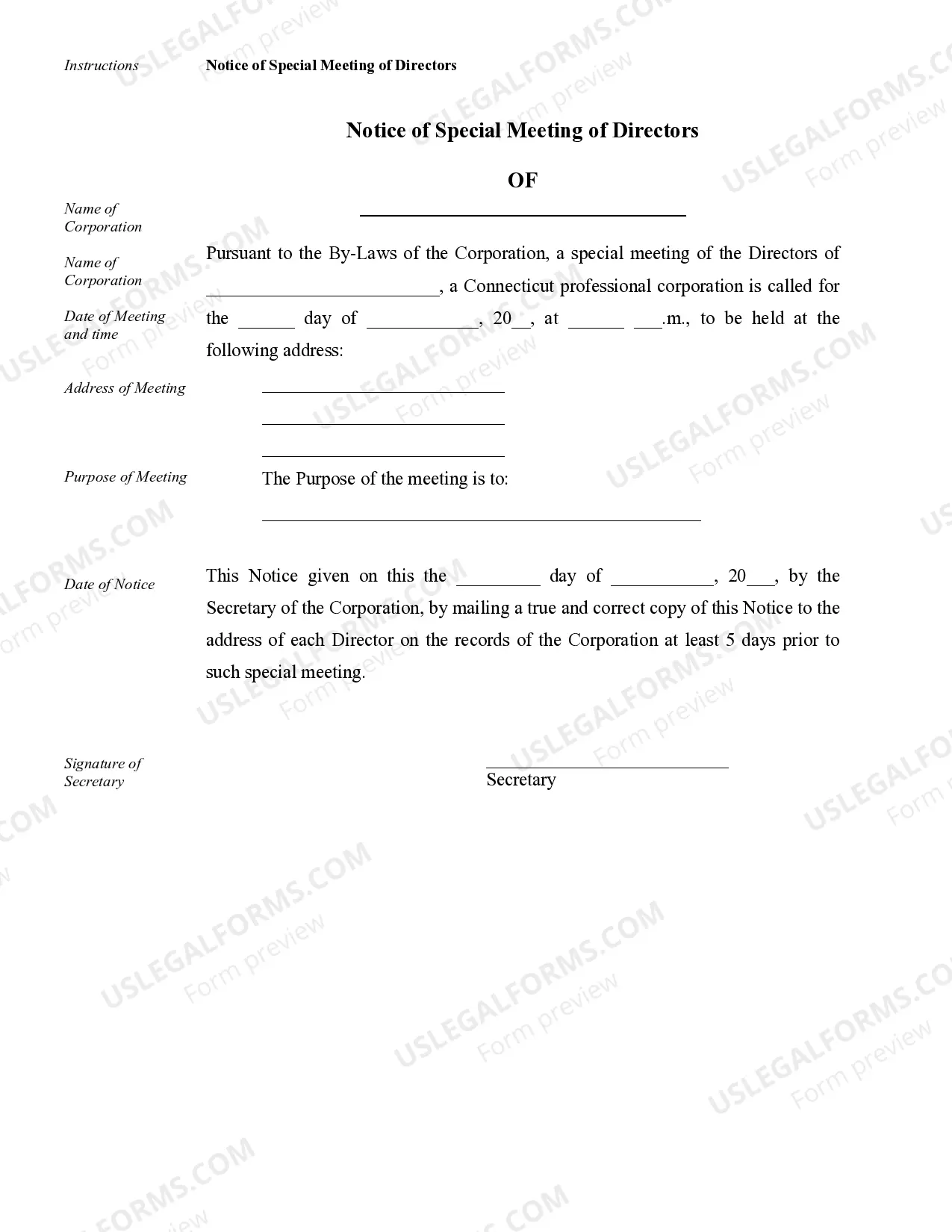 Preview Sample Corporate Records for a Connecticut Professional Corporation