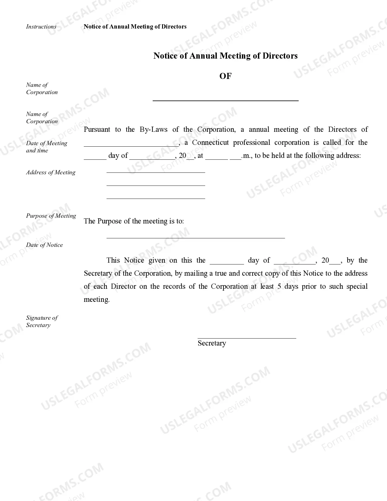 Preview Sample Corporate Records for a Connecticut Professional Corporation