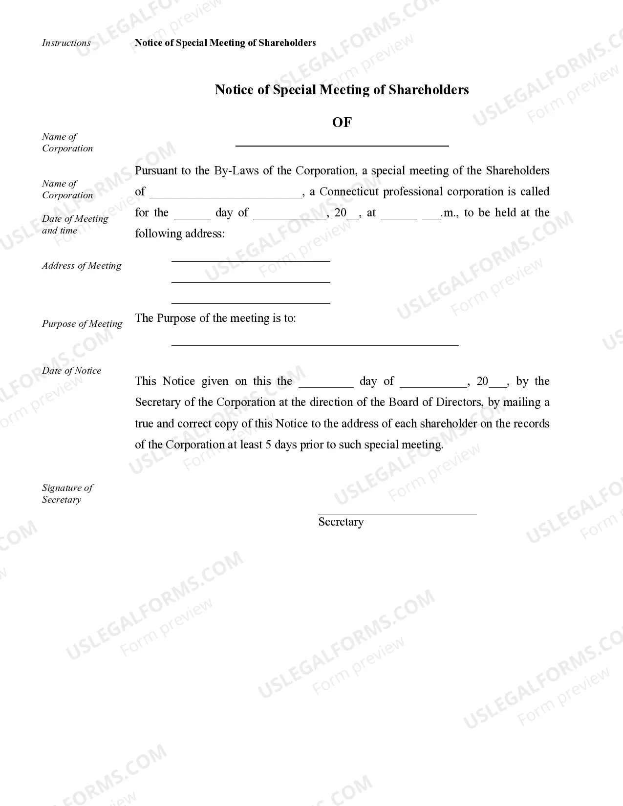 Preview Sample Corporate Records for a Connecticut Professional Corporation