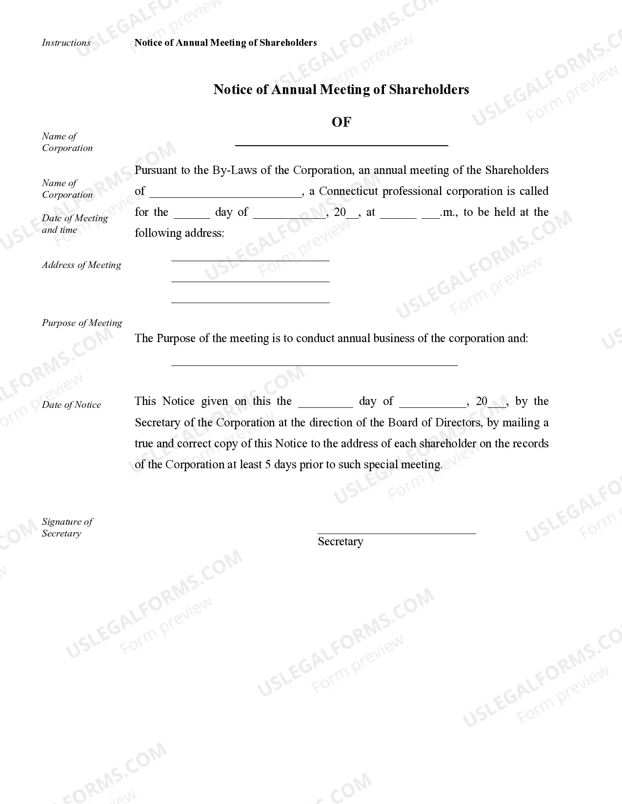 Preview Sample Corporate Records for a Connecticut Professional Corporation