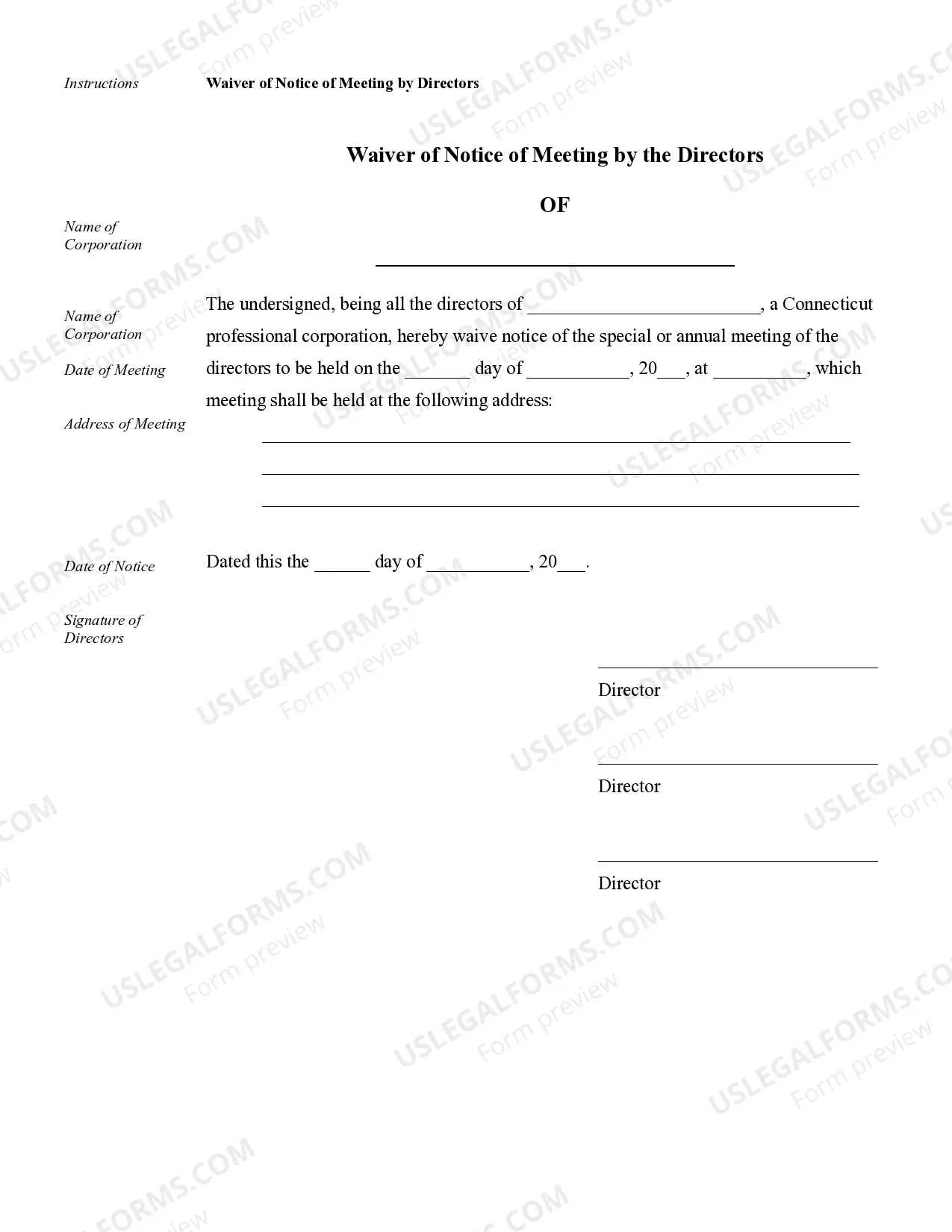 Preview Sample Corporate Records for a Connecticut Professional Corporation