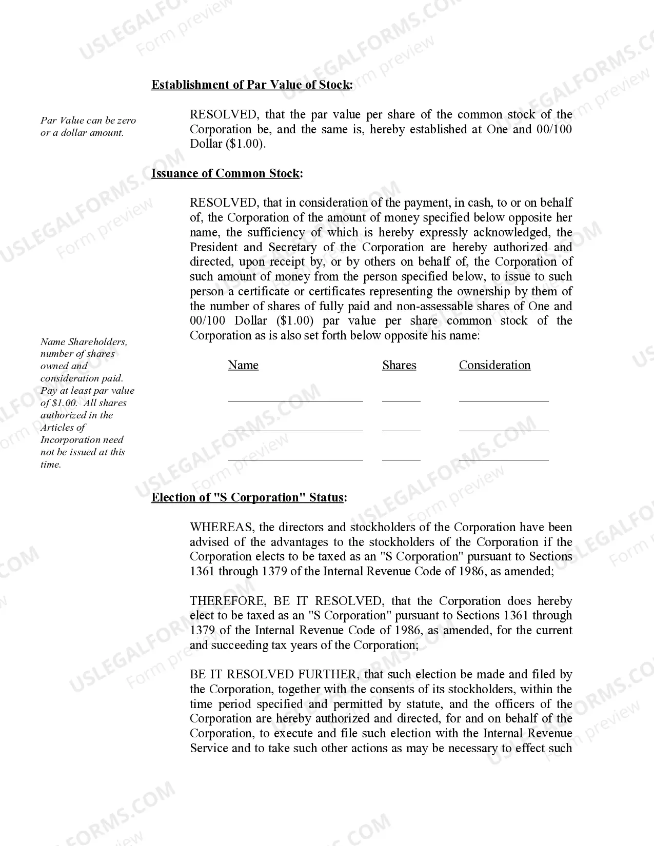 Preview Organizational Minutes for a Connecticut Professional Corporation