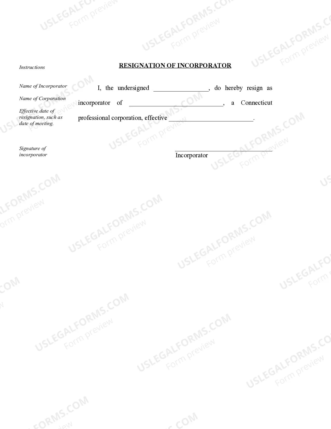 Preview Organizational Minutes for a Connecticut Professional Corporation