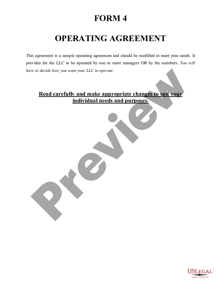 page 0 Sample Operating Agreement for Limited Liability Company LLC for a Licensed Professional preview