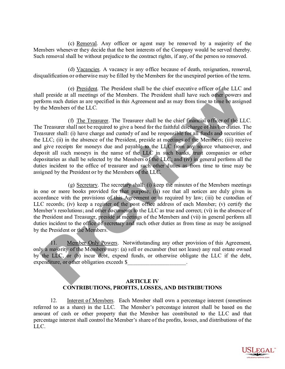page 4 Sample Operating Agreement for Limited Liability Company LLC for a Licensed Professional preview