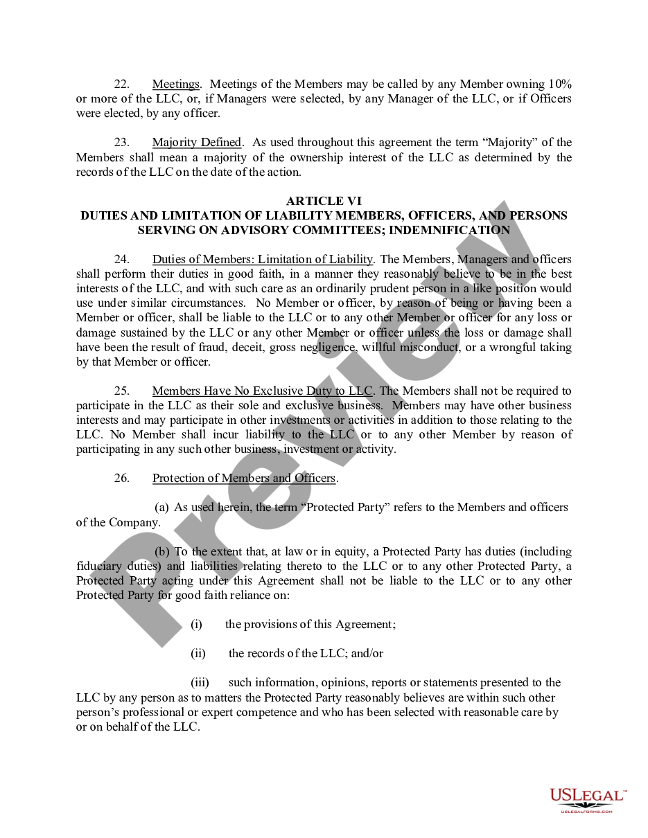 page 6 Sample Operating Agreement for Limited Liability Company LLC for a Licensed Professional preview