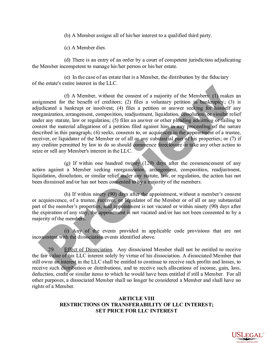 page 8 Sample Operating Agreement for Limited Liability Company LLC for a Licensed Professional preview