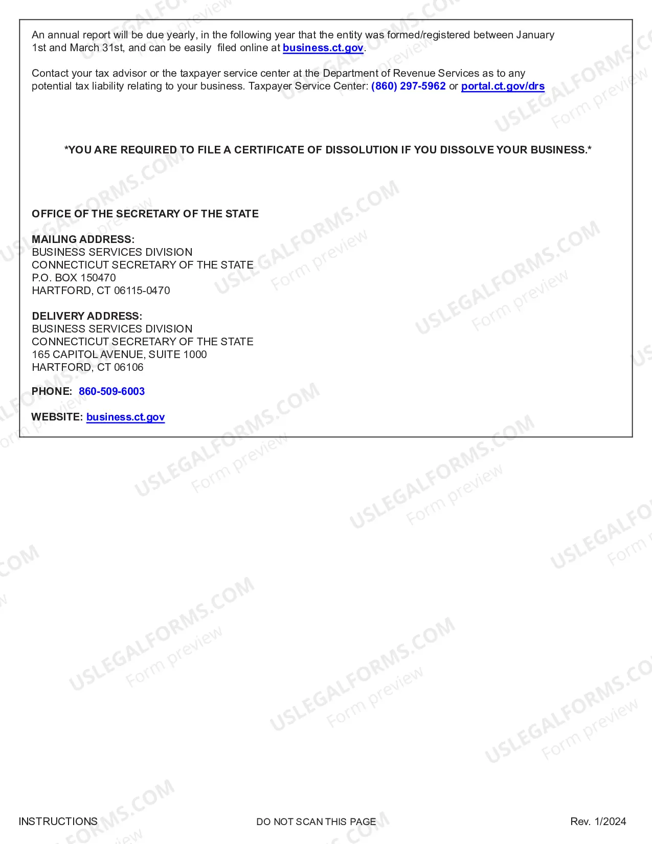 Preview Articles of Organization for a Connecticut Professional Limited Liability Company PLLC