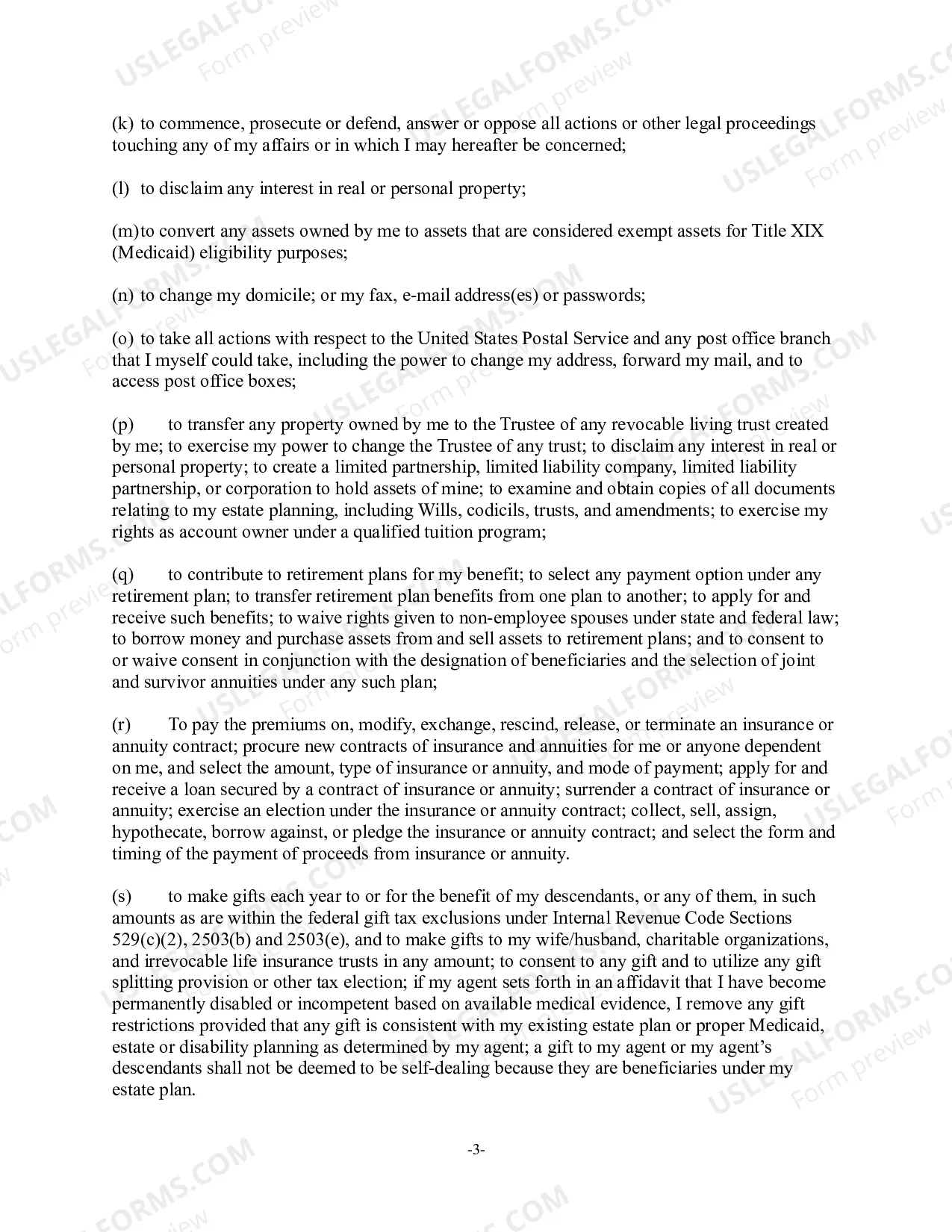 Preview Non-Statutory Durable Power of Attorney