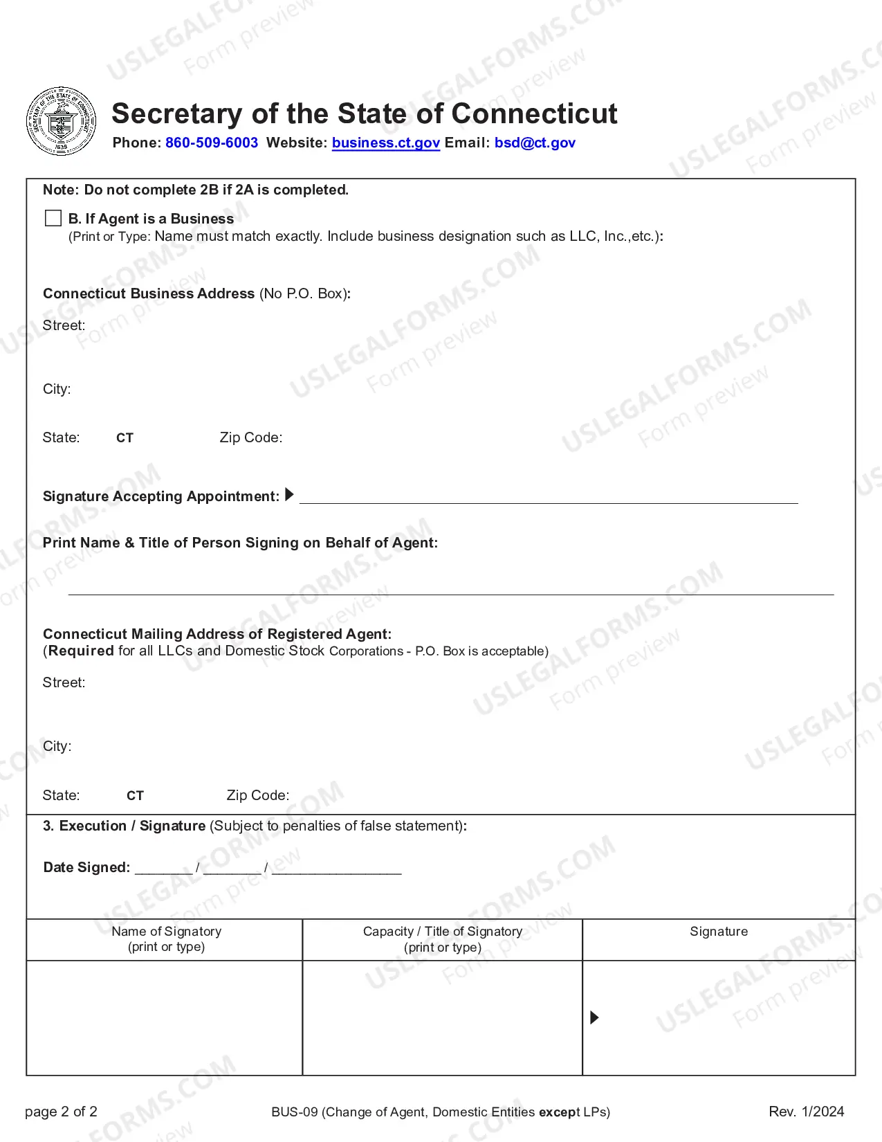 Preview Connecticut Change of Registered Agent