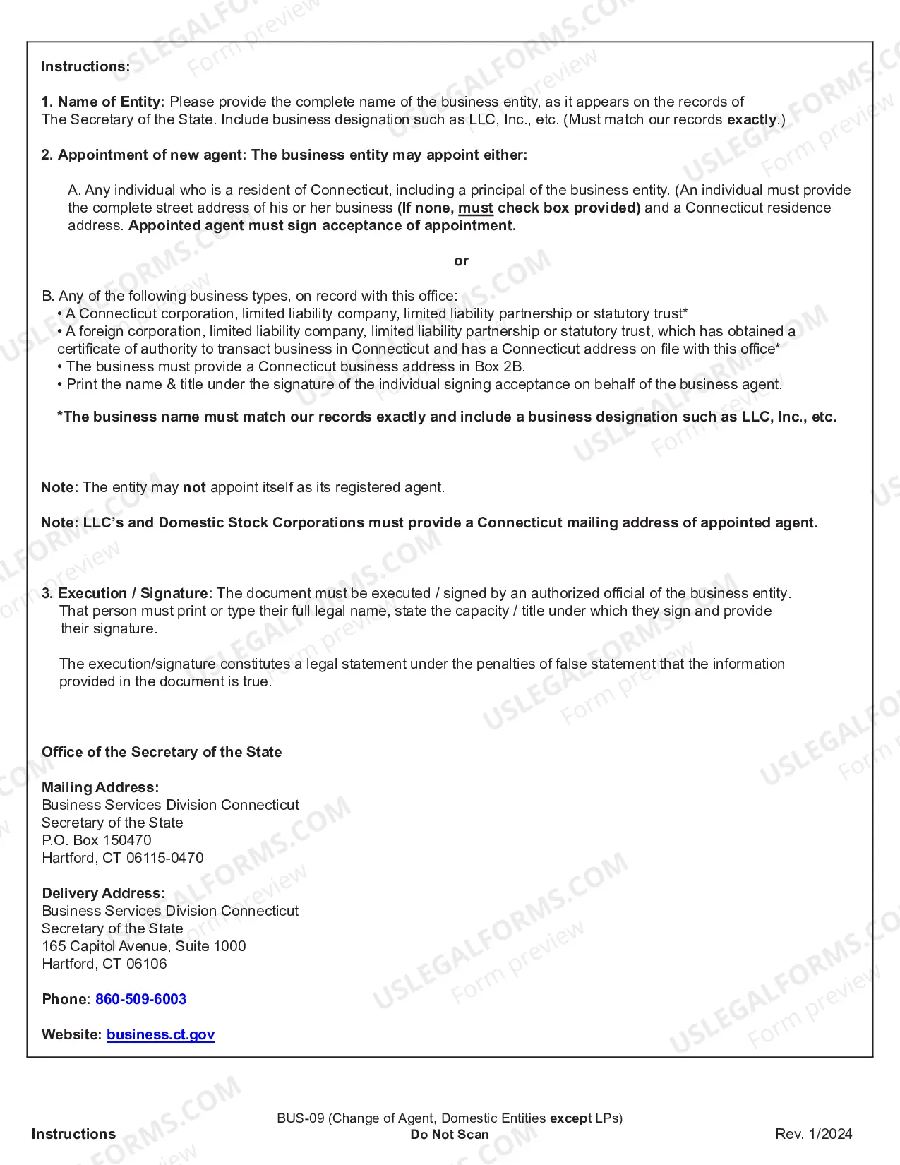 Preview Connecticut Change of Registered Agent