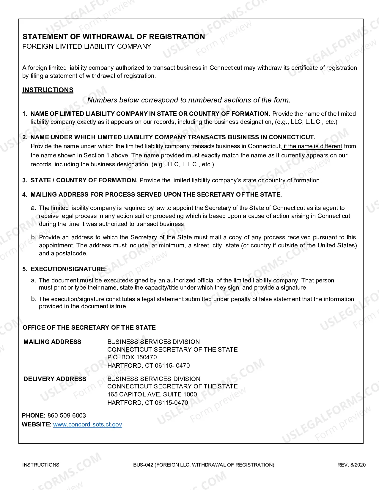 Preview Statement of Withdrawal Registration