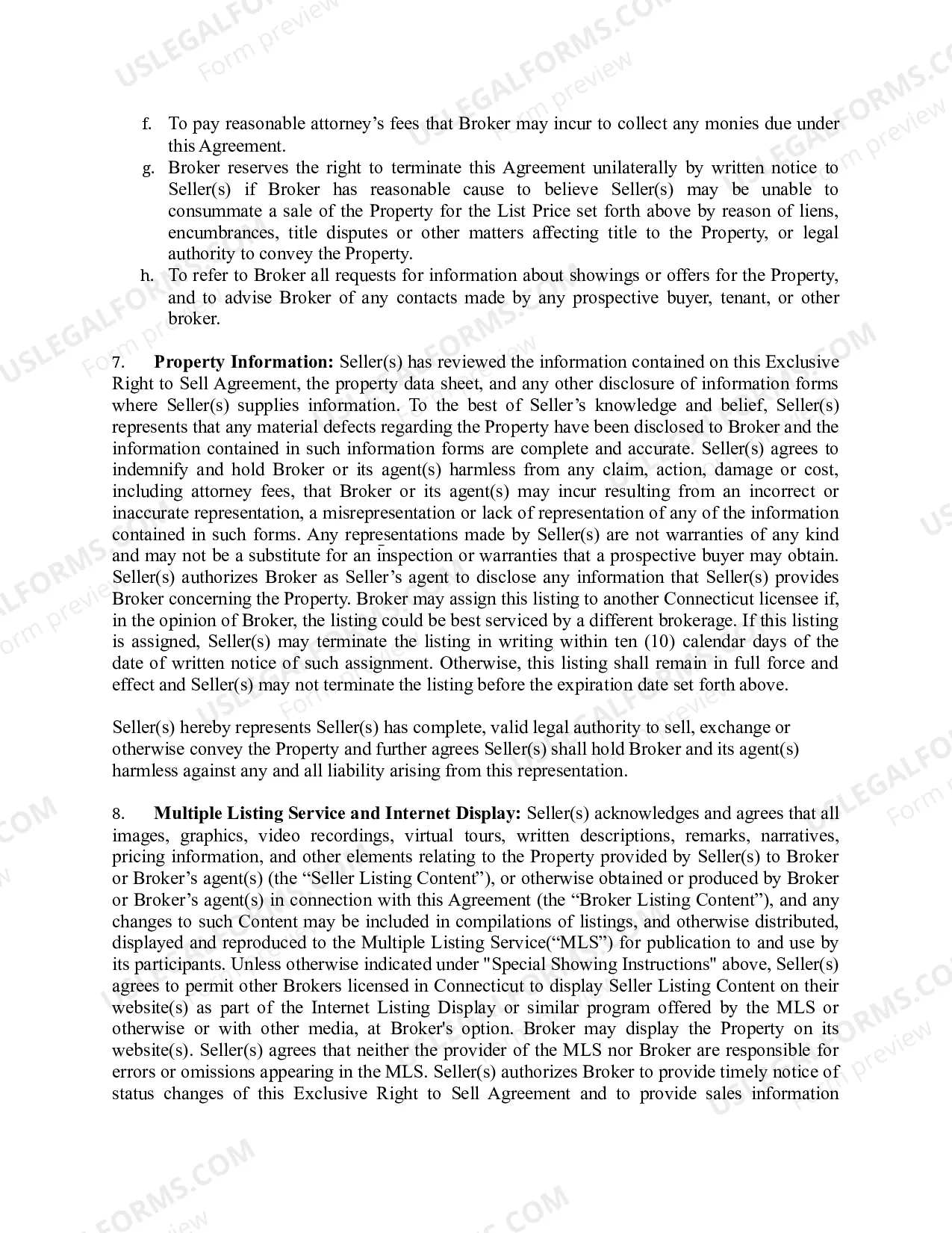 Preview Exclusive Right to Sell Agreement