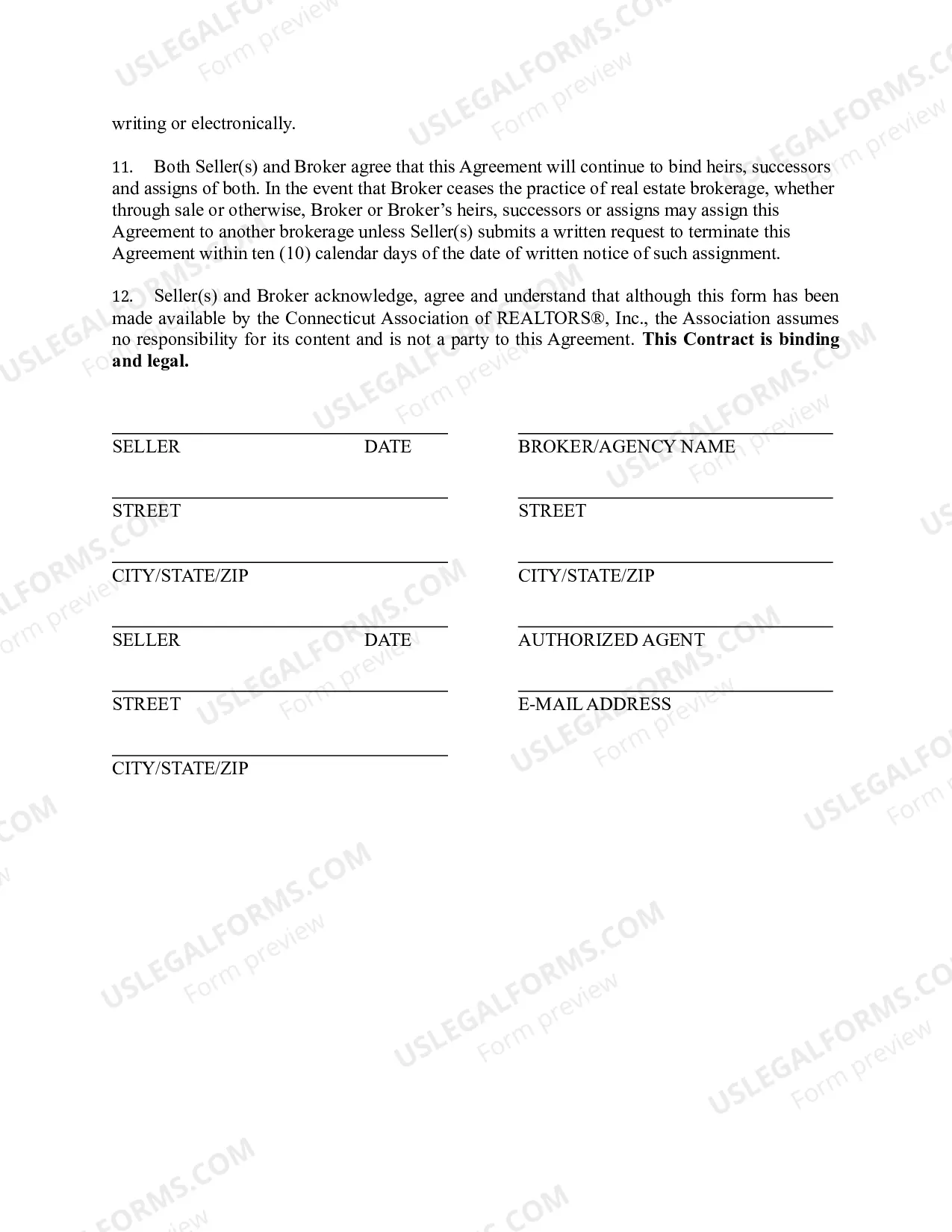 Preview Exclusive Right to Sell Agreement