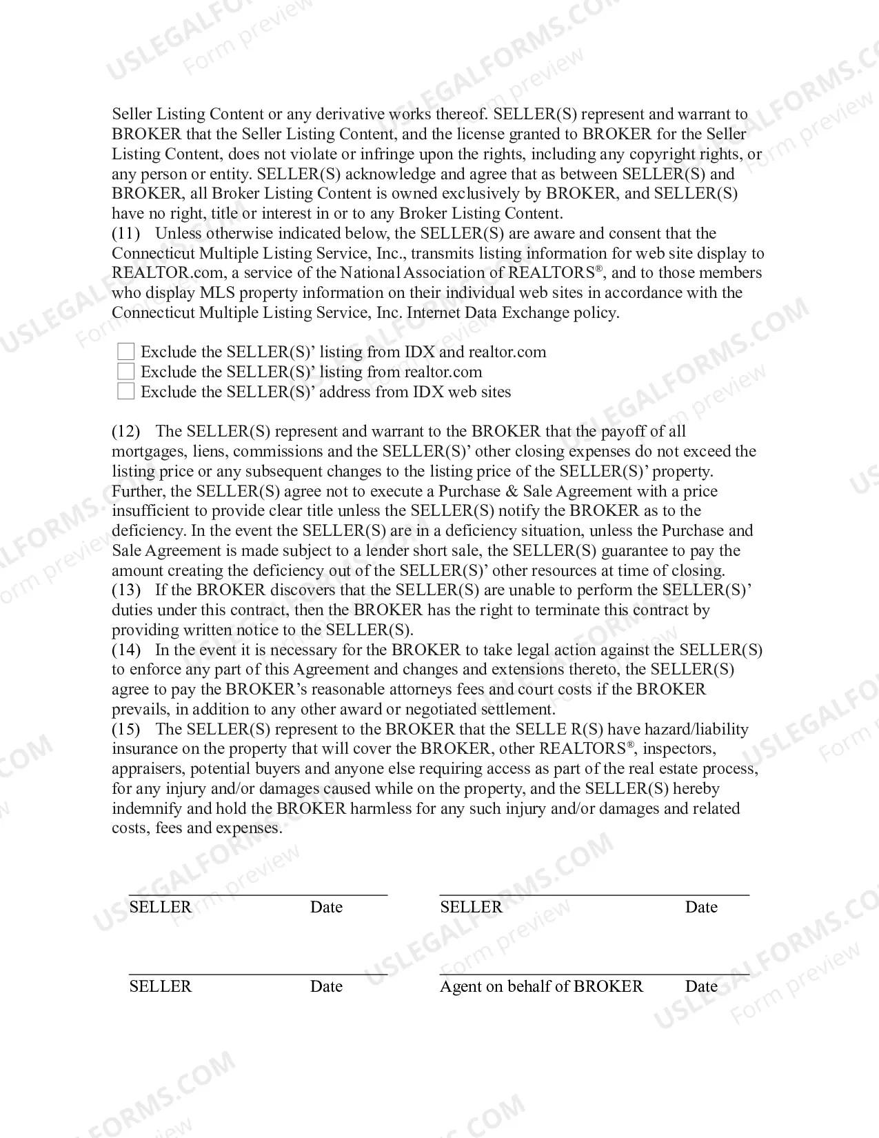 Preview Exclusive Listing Contract