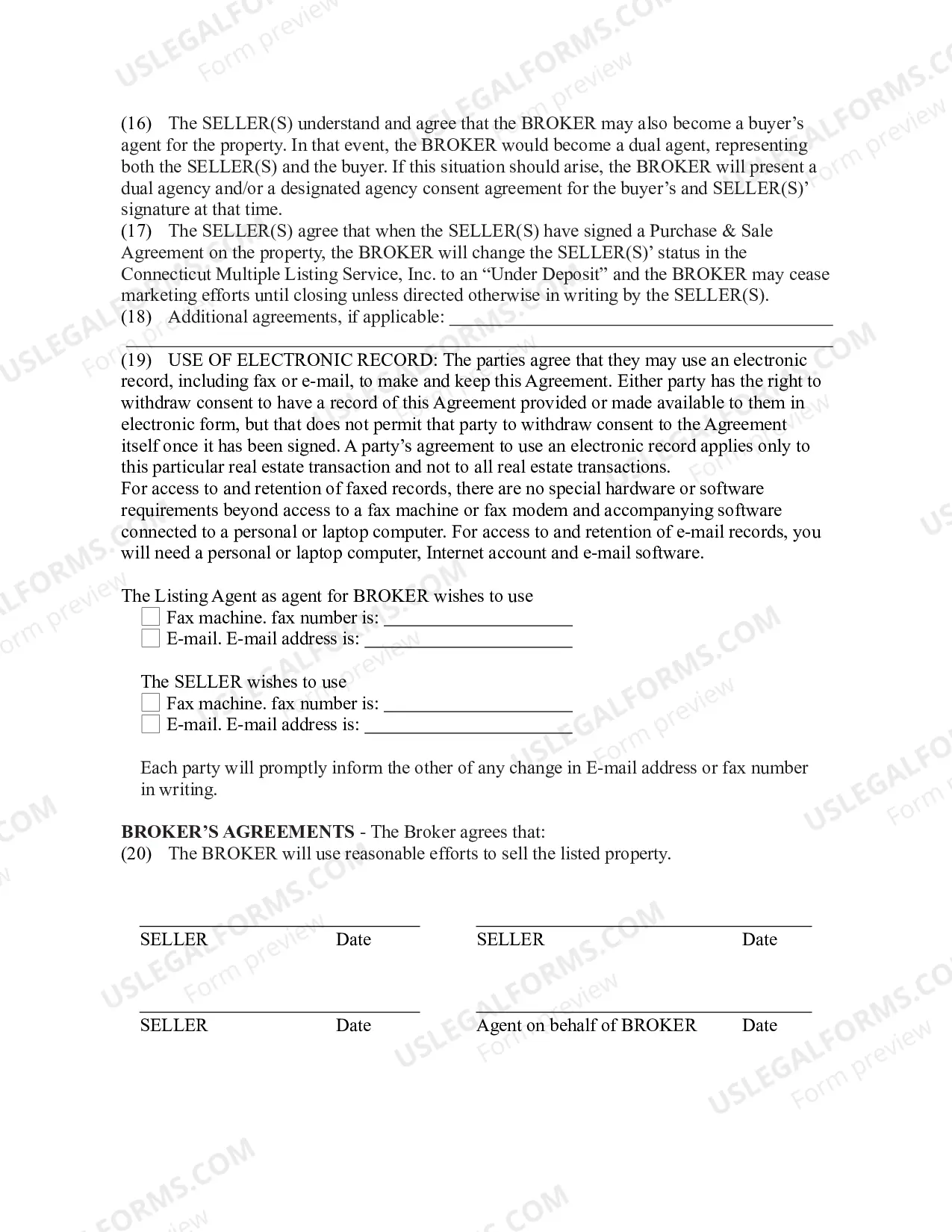 Preview Exclusive Listing Contract