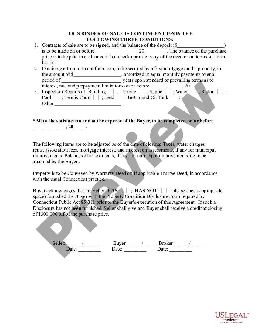 Preview Binder of Sale - Contract