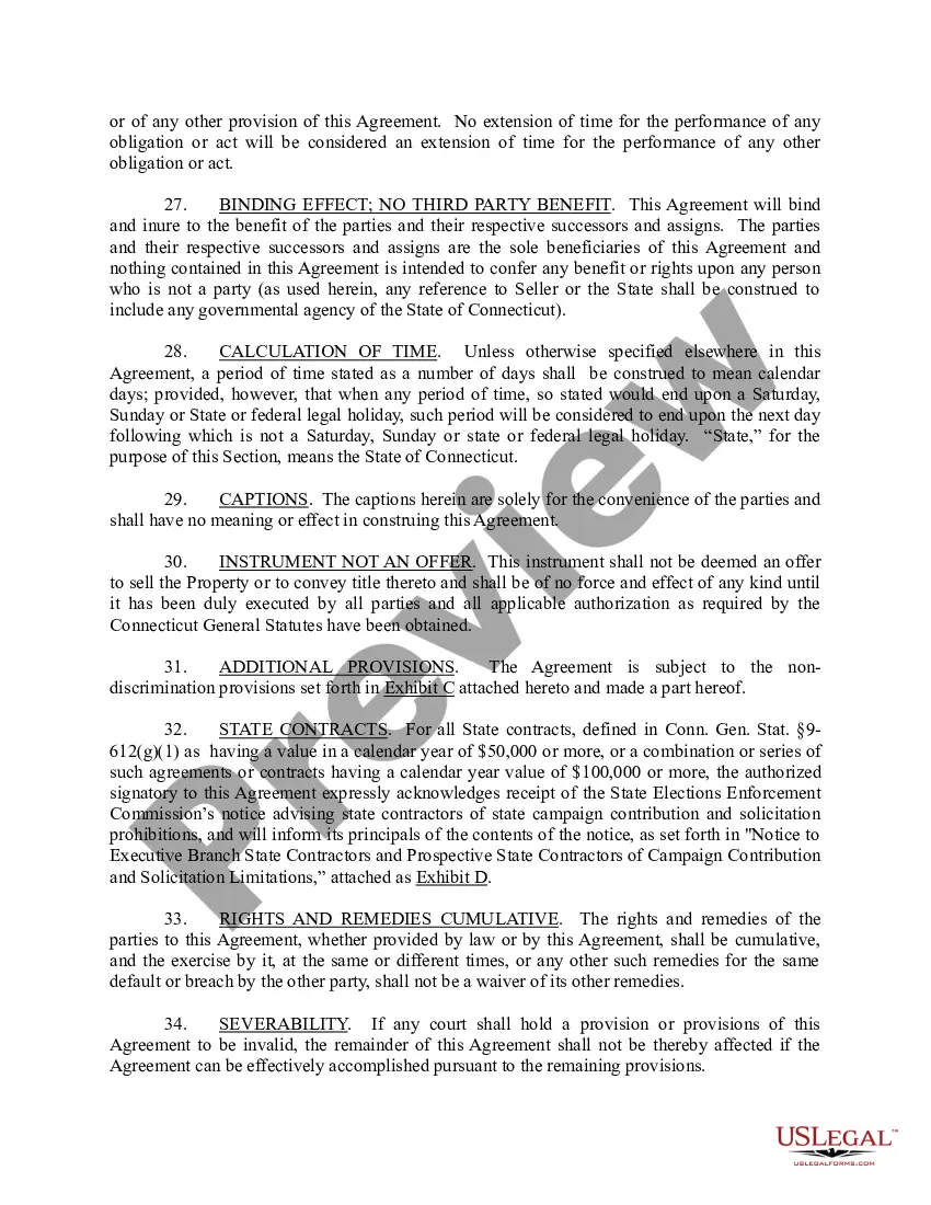 Preview Purchase and Sale Agreement between the State and Buyer