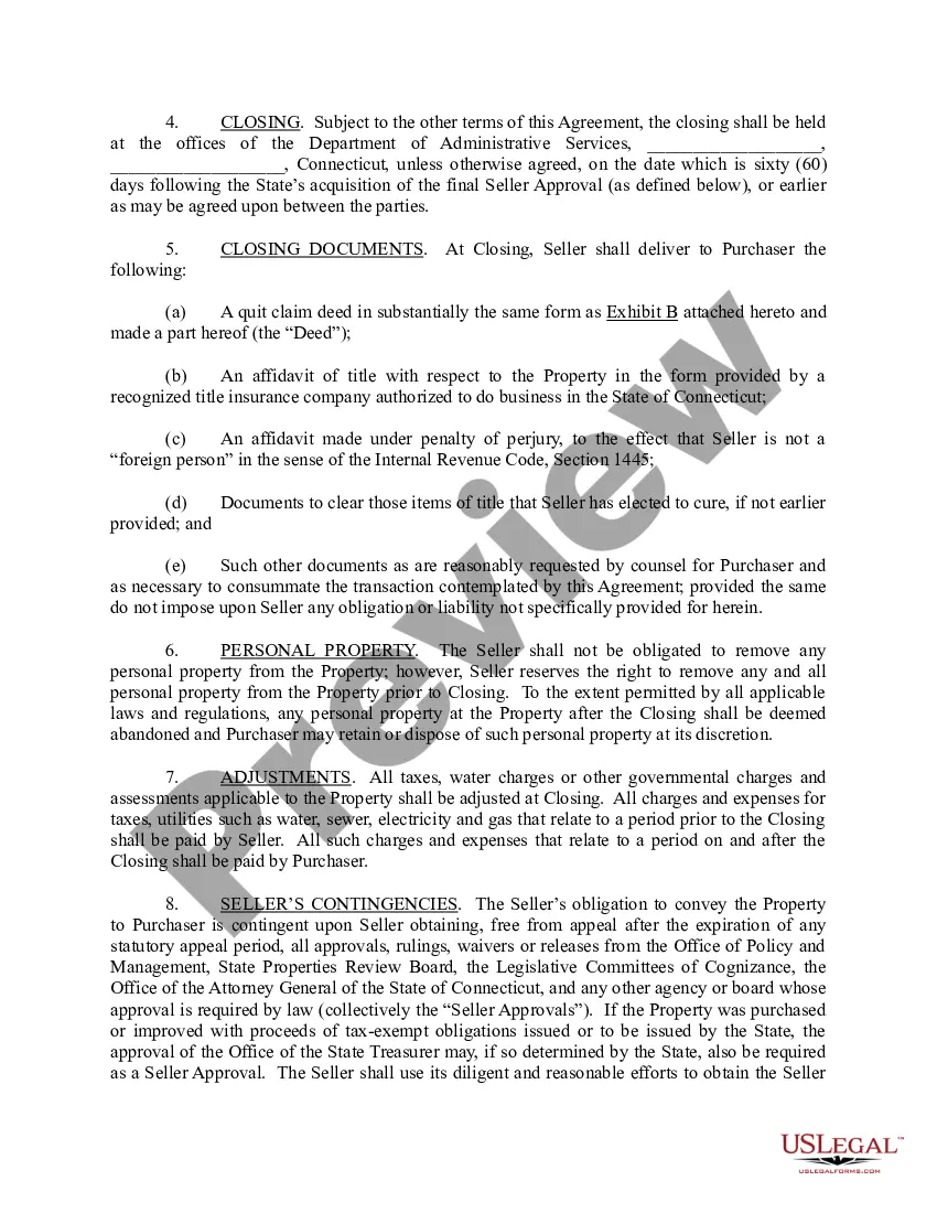 Preview Purchase and Sale Agreement between the State and Buyer