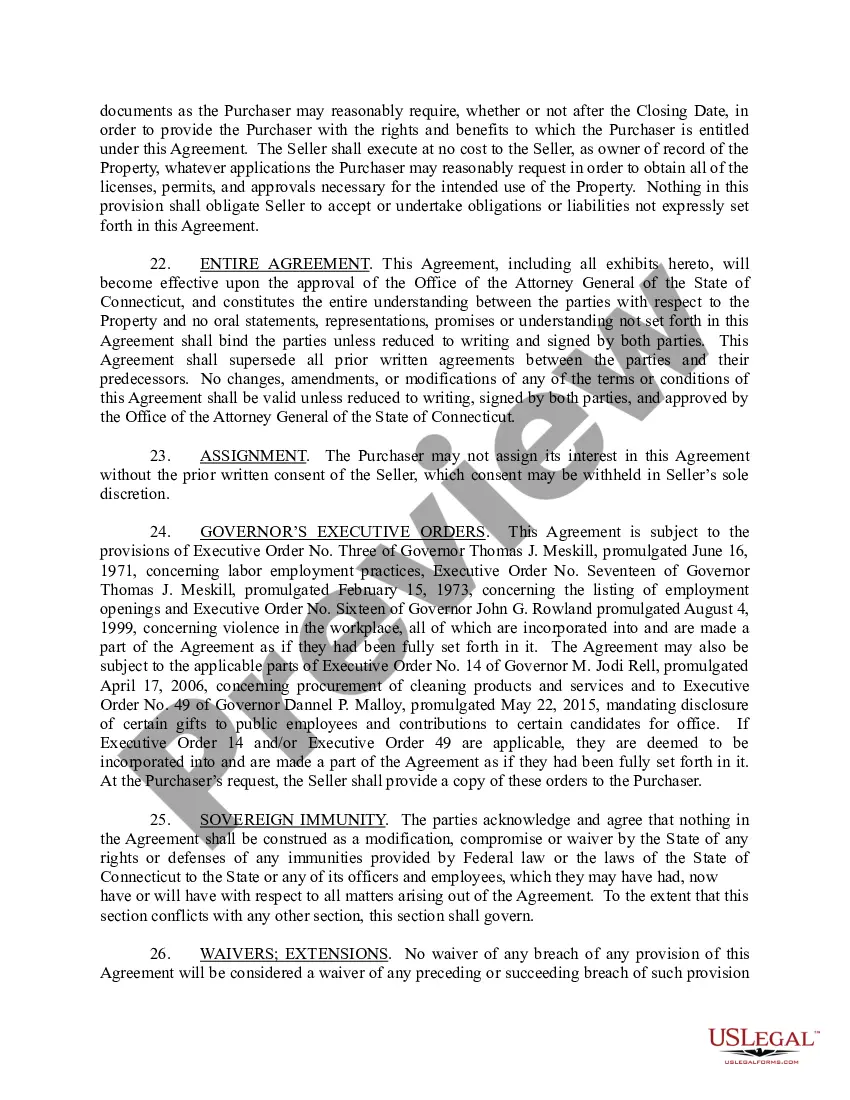 Preview Purchase and Sale Agreement between the State and Buyer