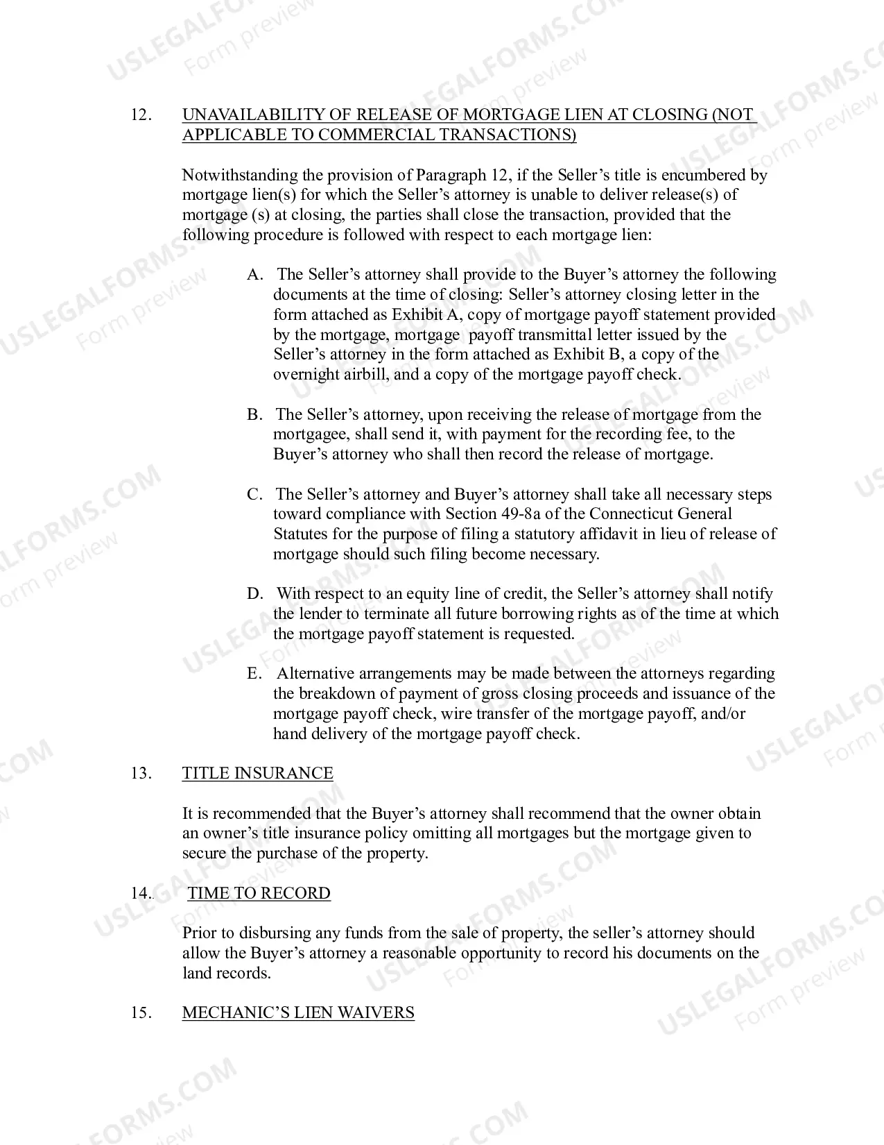 Preview Real Estate Closing Customs