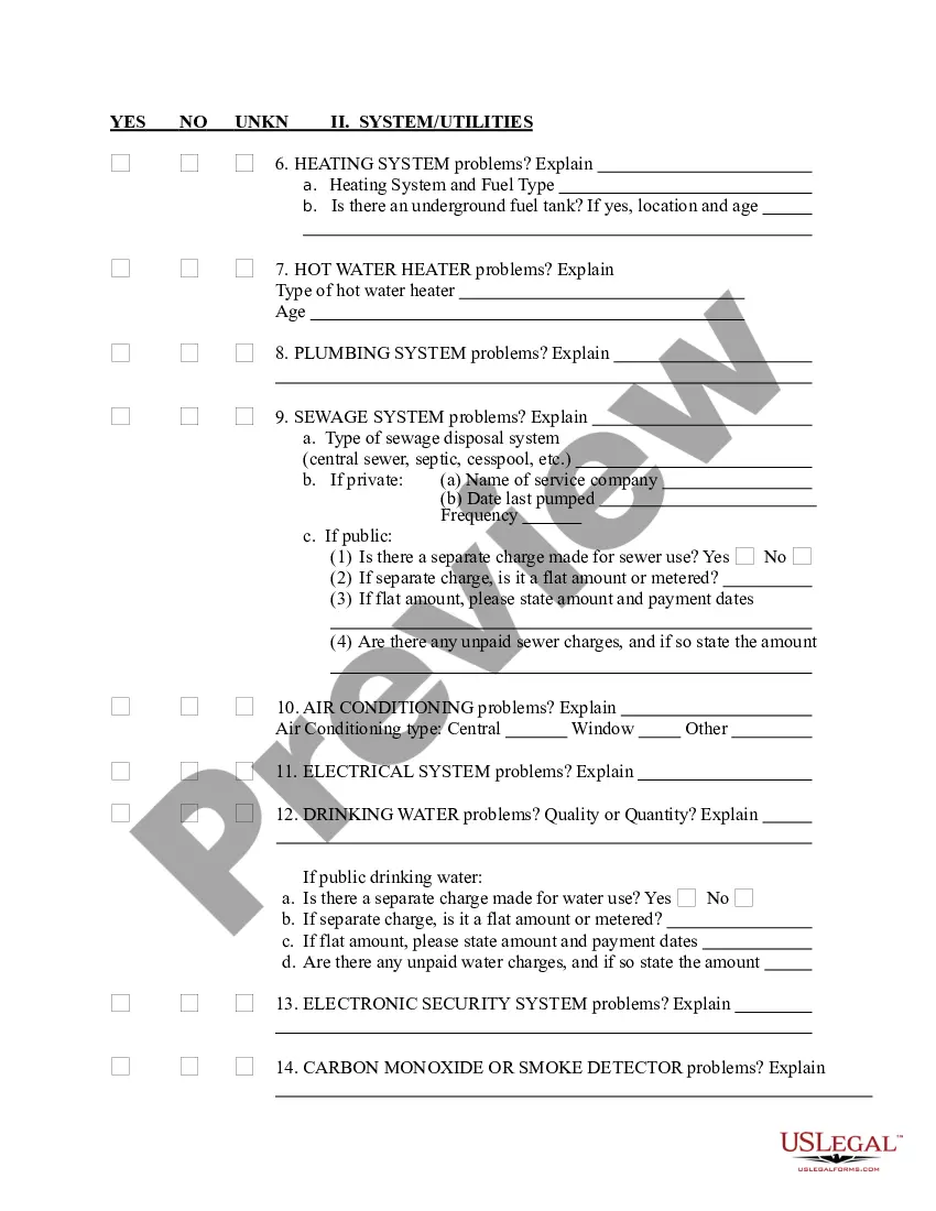 Preview Residential Property Condition Disclosure Report