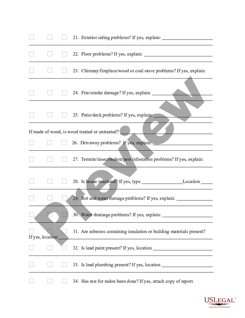 Preview Simple Residential Property Condition Disclosure Report