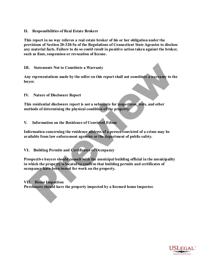 Preview Simple Residential Property Condition Disclosure Report