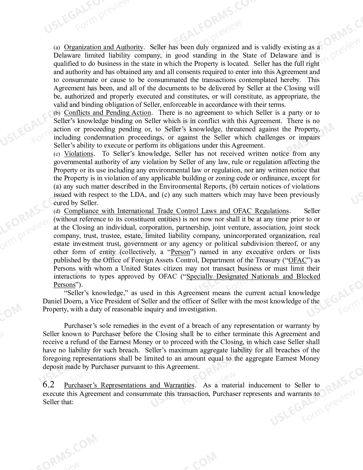 Preview Purchase Sale Agreement with Recapture Agreement and Exceptions