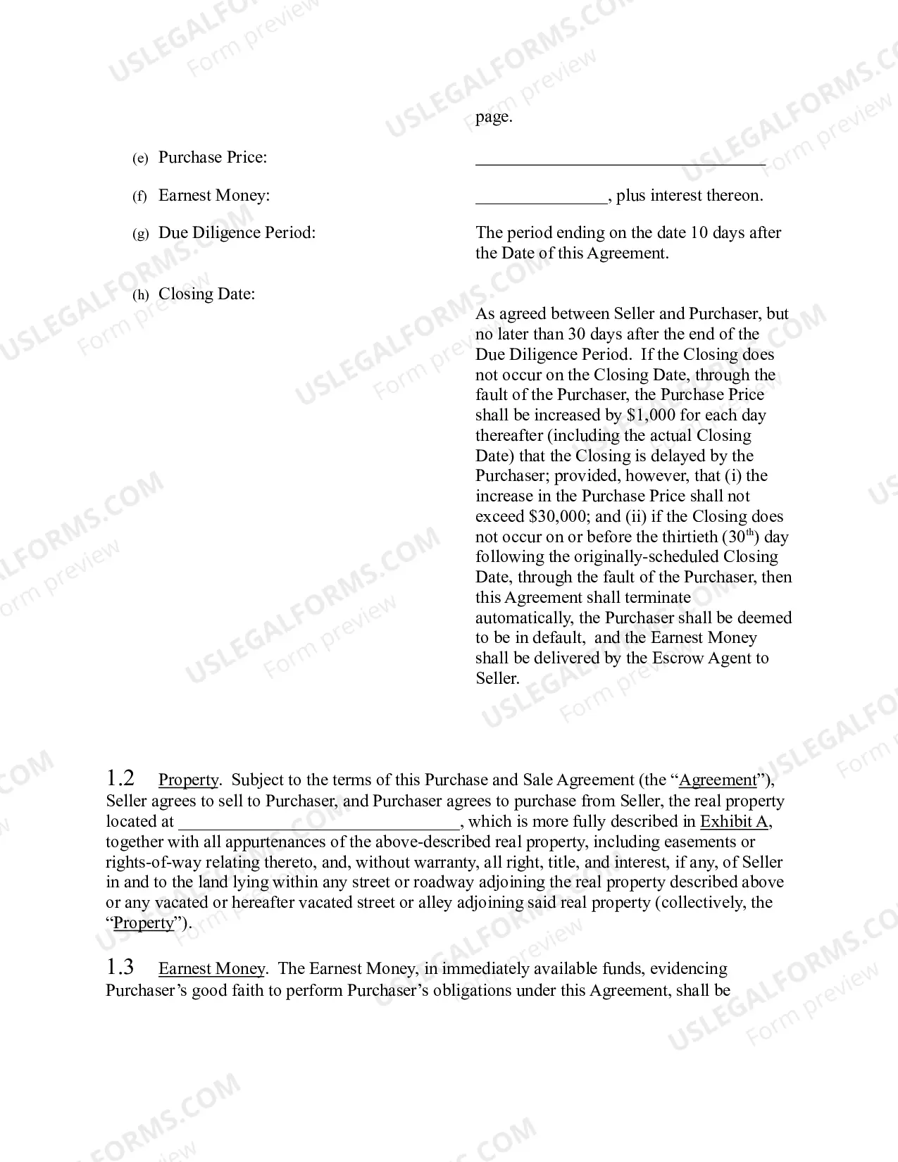 Preview Purchase Sale Agreement with Recapture Agreement and Exceptions