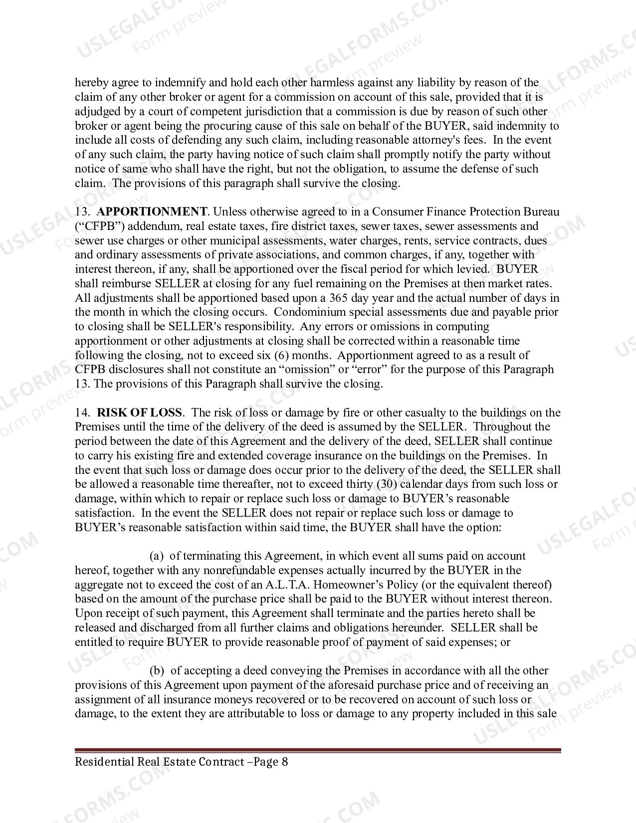 Preview Residential Real Estate Sales Agreement including Indemnity of Owner agreement