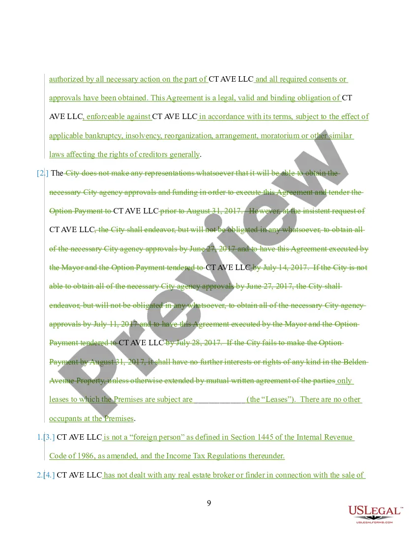 Preview Option to Purchase Agreement - By and Between City and City Public Library Board