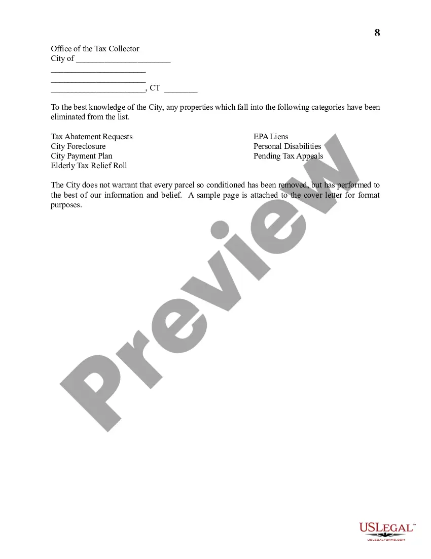 Preview Request for Proposals for the Purchase of Delinquent Municipal Tax Liens of the City