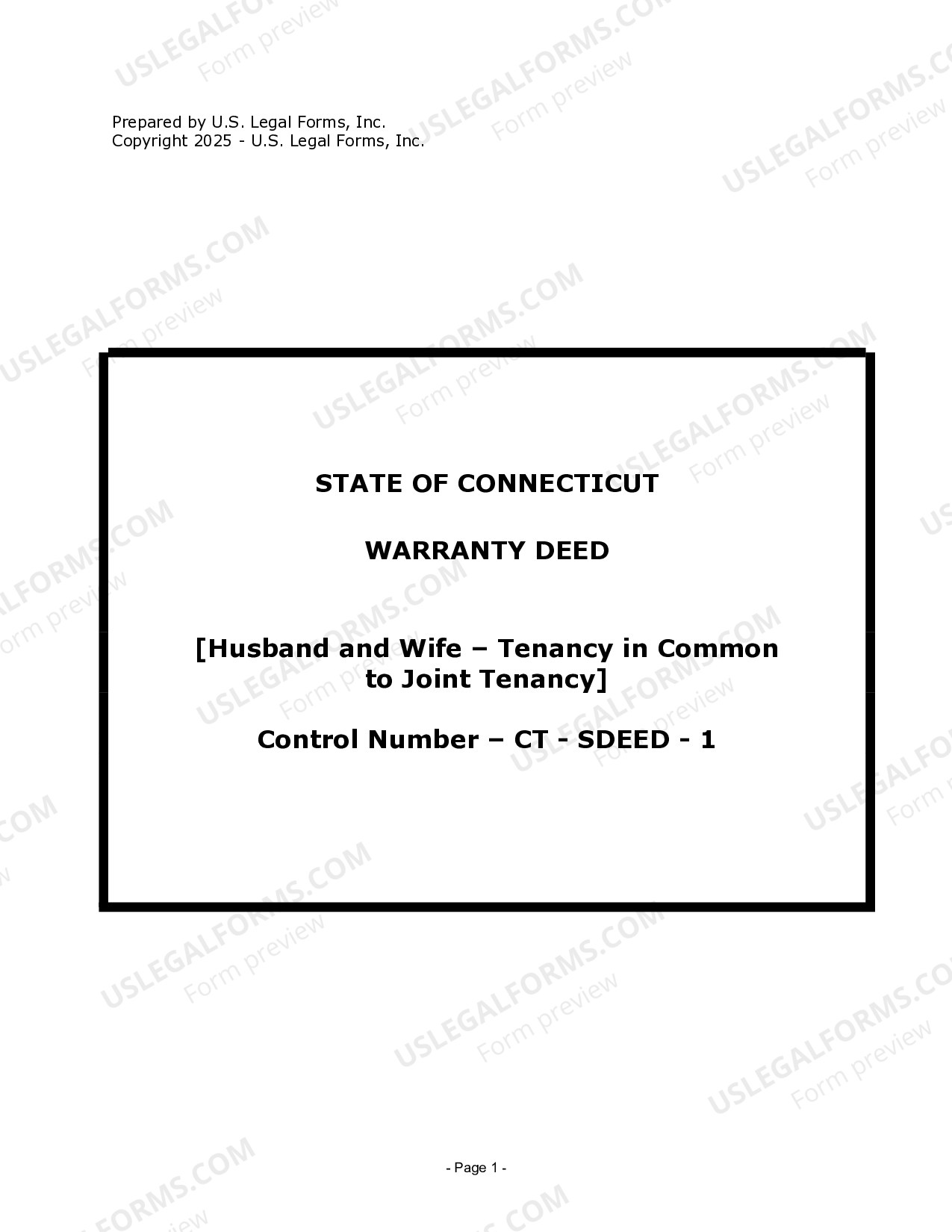Connecticut Warranty Deed for Husband and Wife (Tenancy in Common to