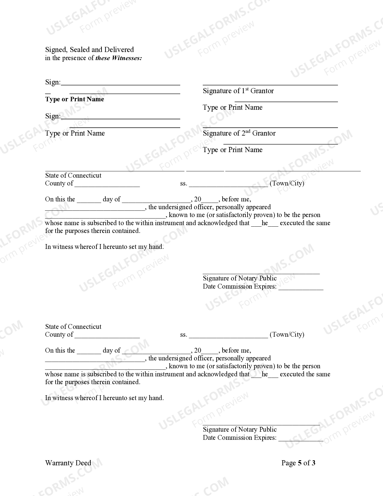 Connecticut Warranty Deed for Husband and Wife (Tenancy in Common to