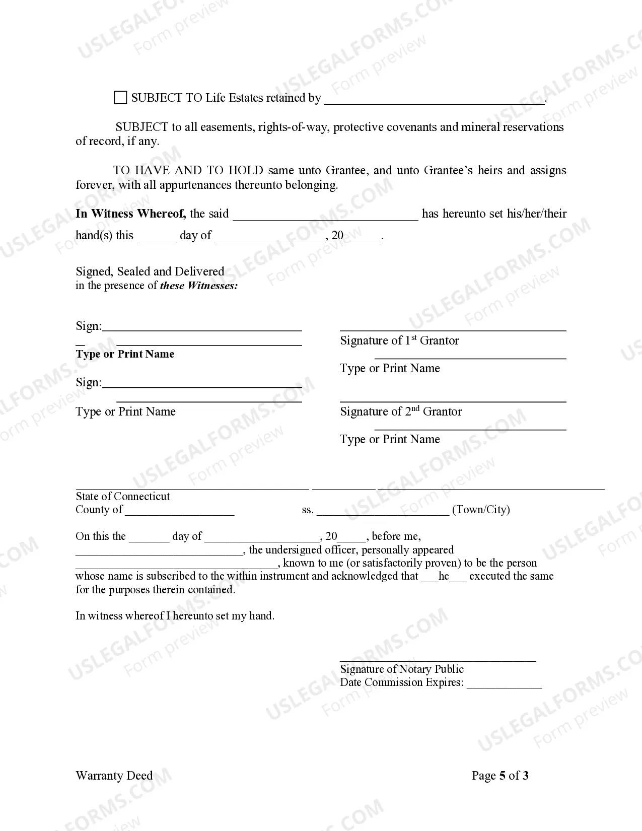 Preview Warranty Deed for Parents to Child with Reservation of Life Estate