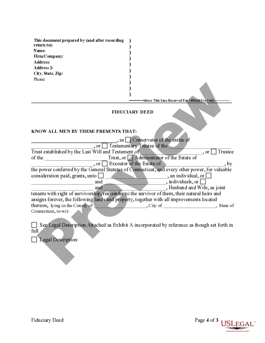 Preview Fiduciary Deed for Executors, Trustees, and other Fiduciaries